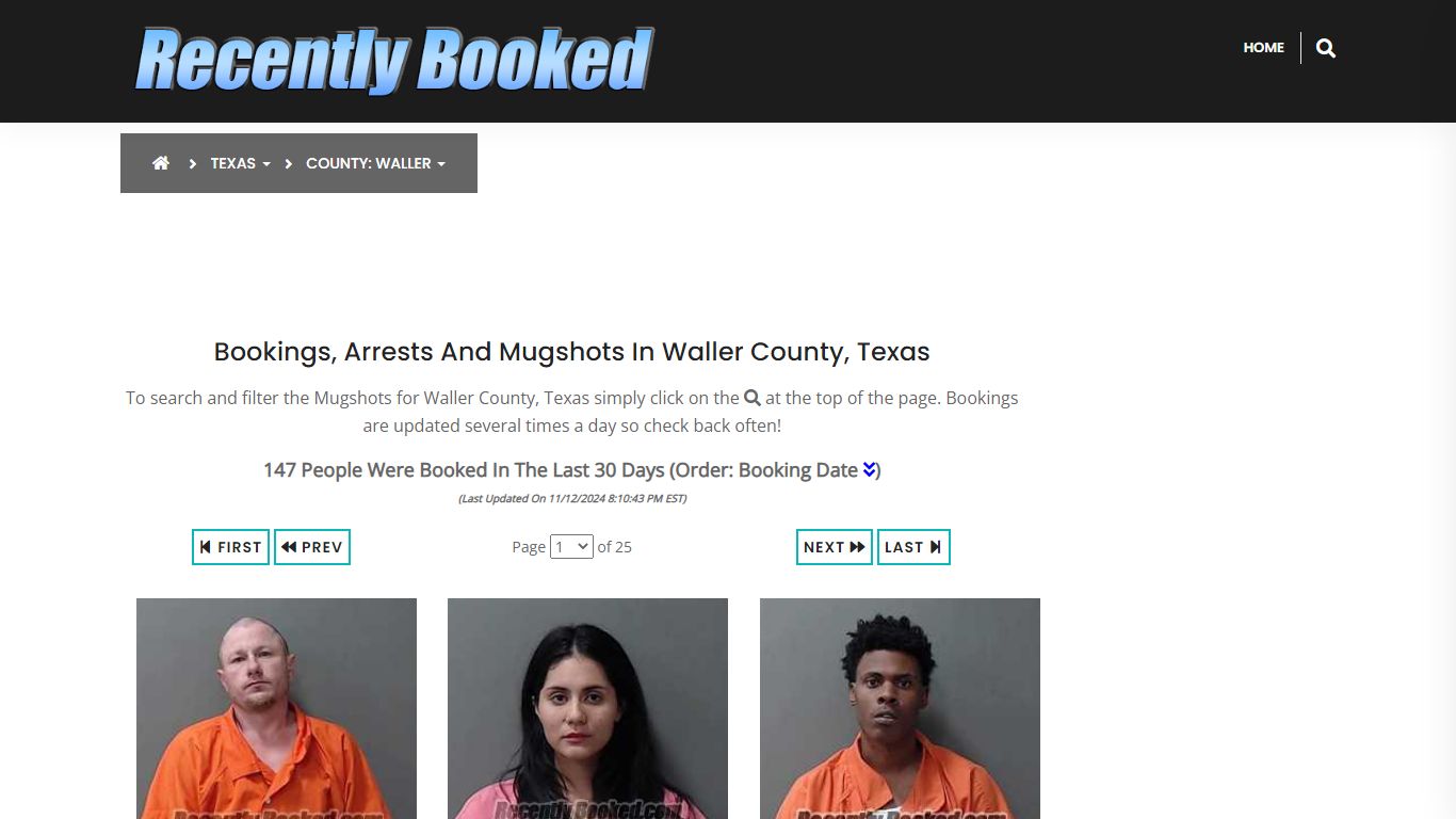 Bookings, Arrests and Mugshots in Waller County, Texas - Recently Booked