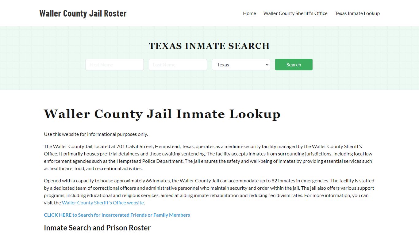 Waller County Jail Roster Lookup, TX, Inmate Search