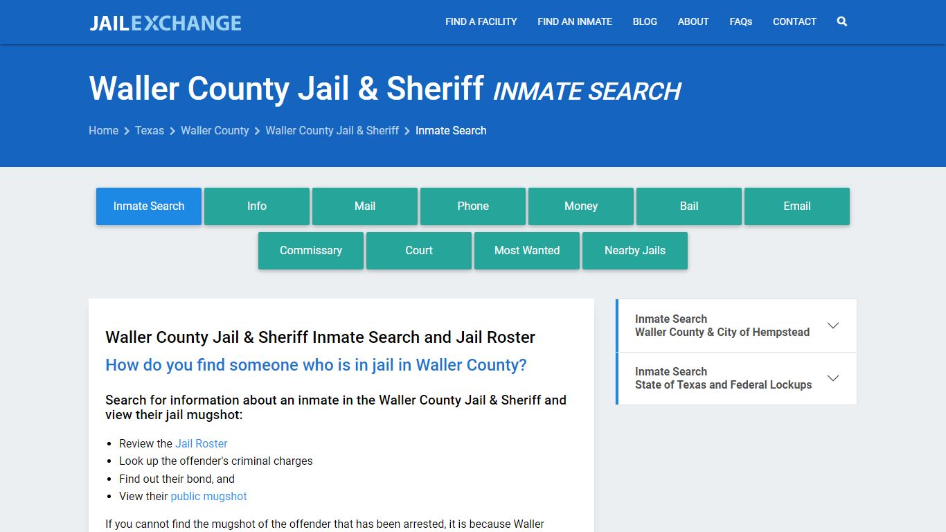 Waller County Jail & Sheriff Inmate Search - Jail Exchange